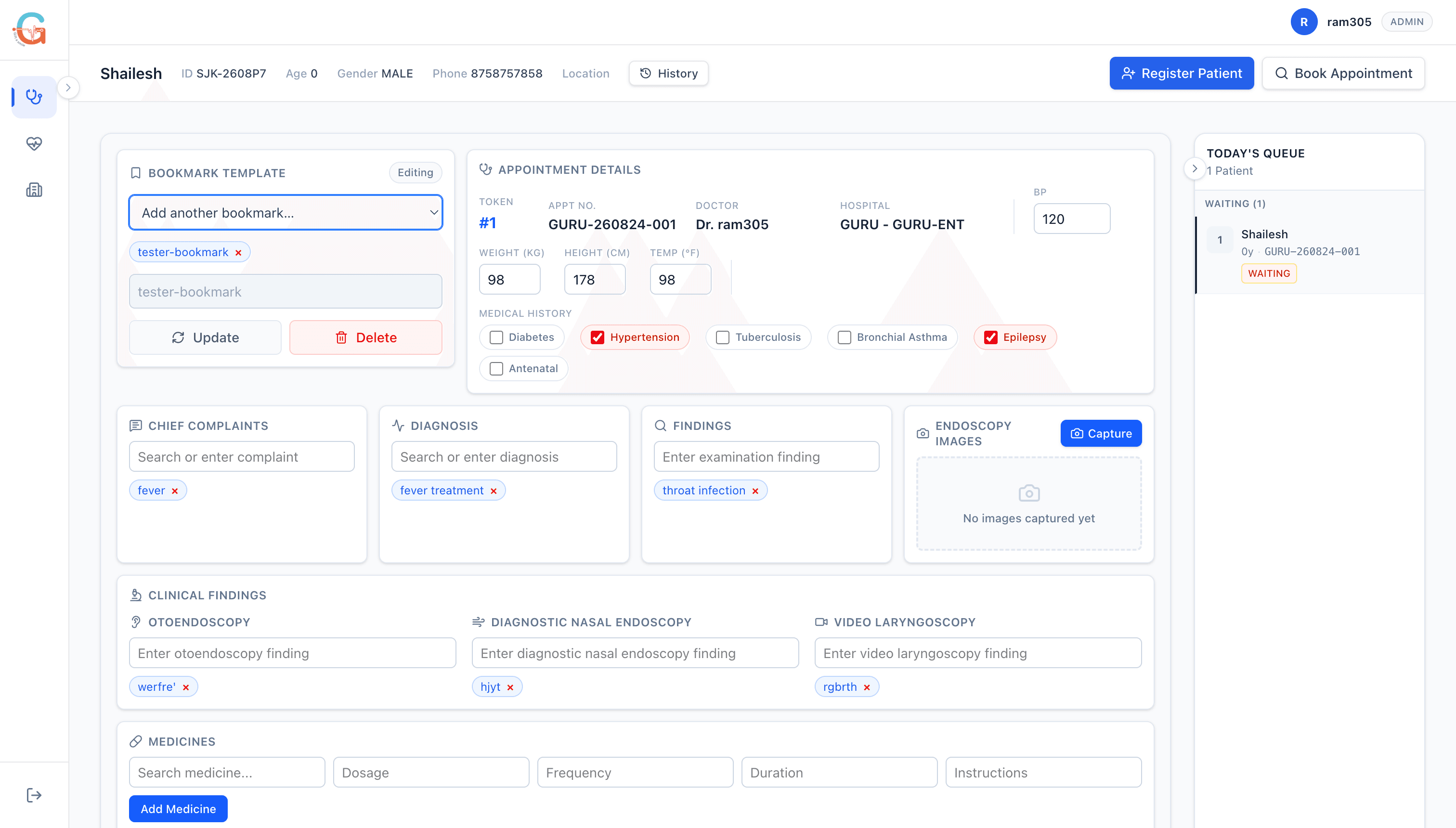 Hospital Management System interface